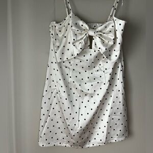 a new day White & Black Polka Dot Bow-Front Mini Dress